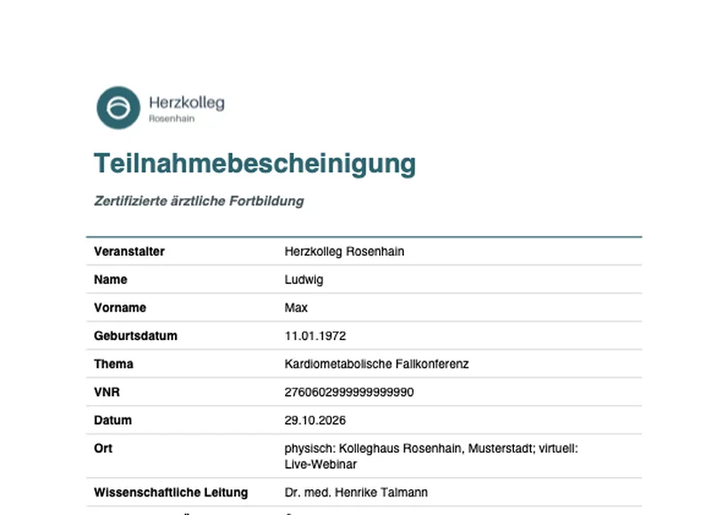 Teilnahmebescheinigung als PDF